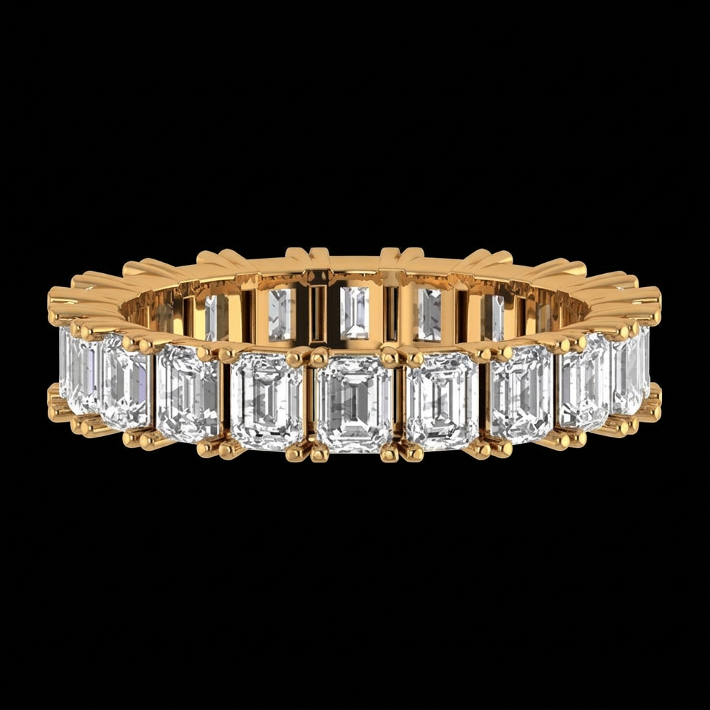 Emerald Cut Prong Eternity Band