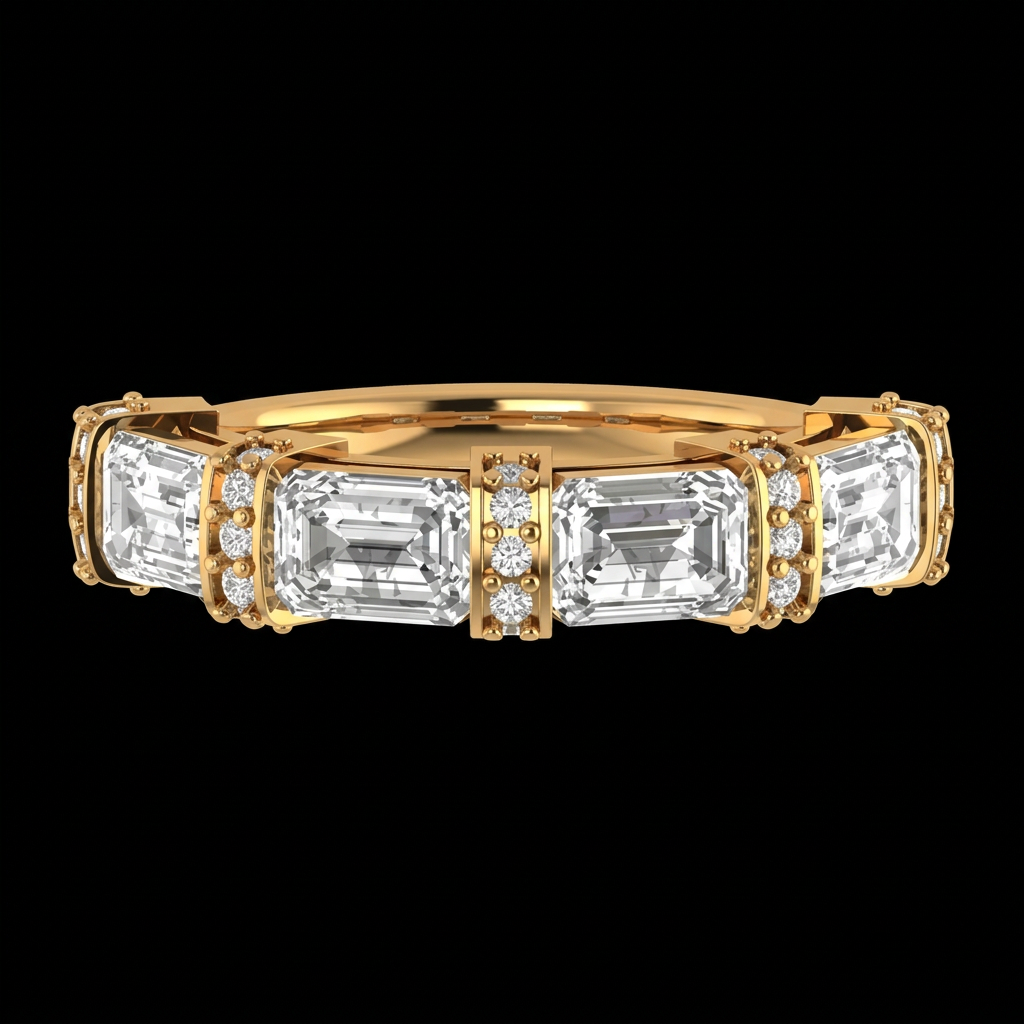 Emerald Cut Prong Half Band