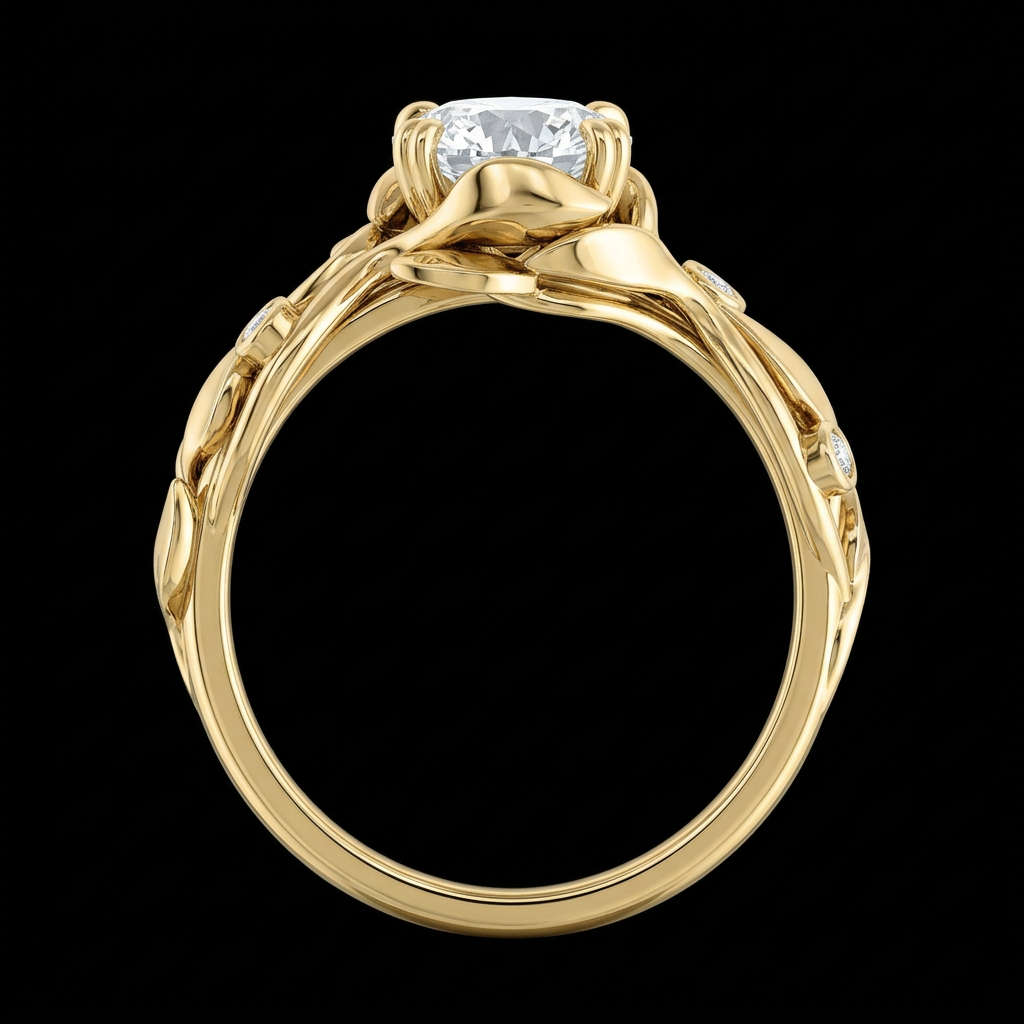 Floral Leaf Engagement Ring