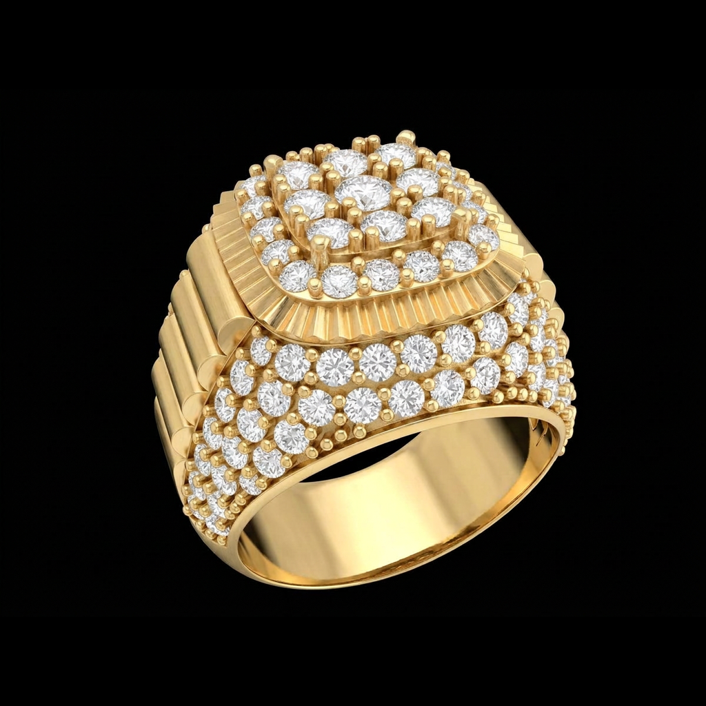 Fluted Cluster Ring