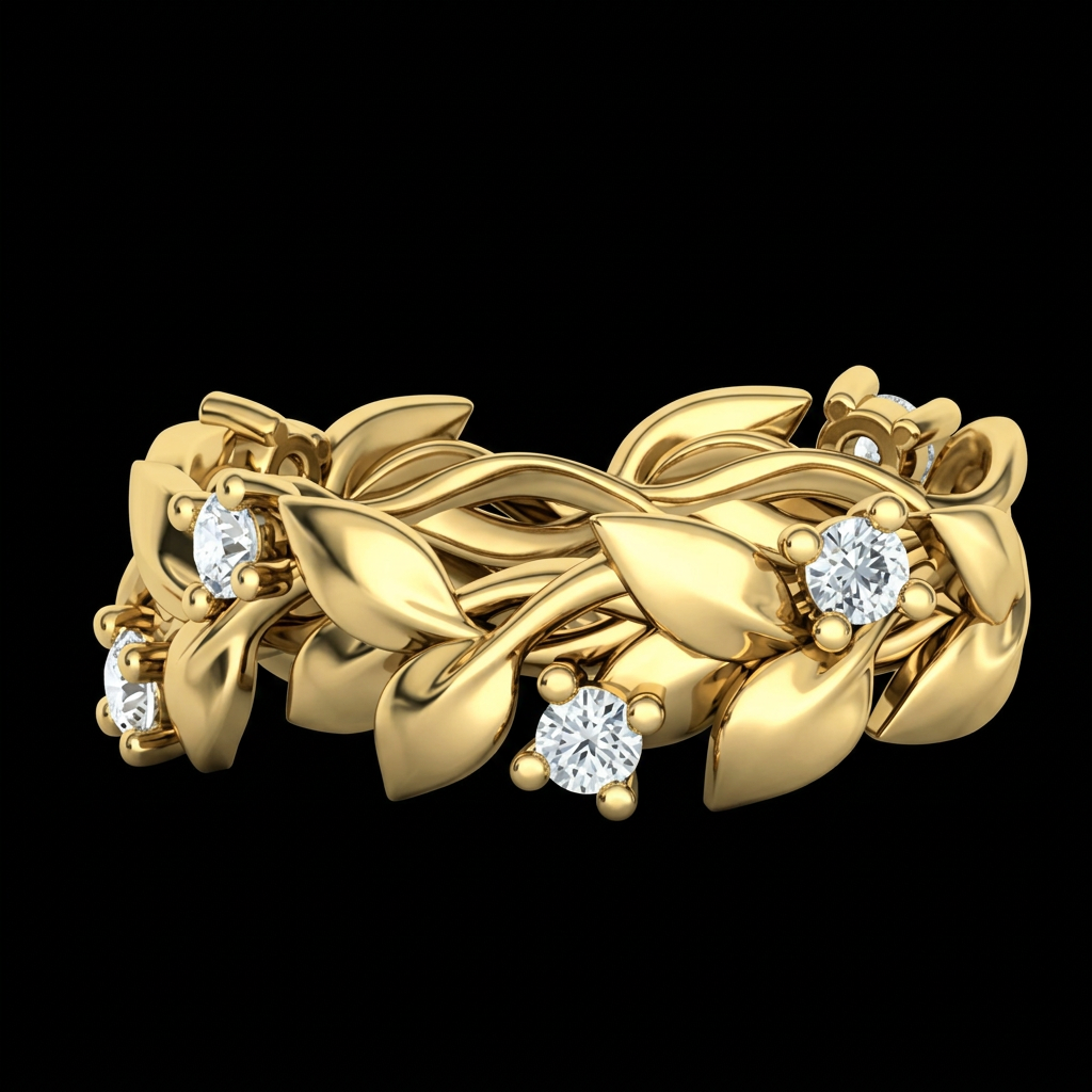 Golden Leaf Diamond Band
