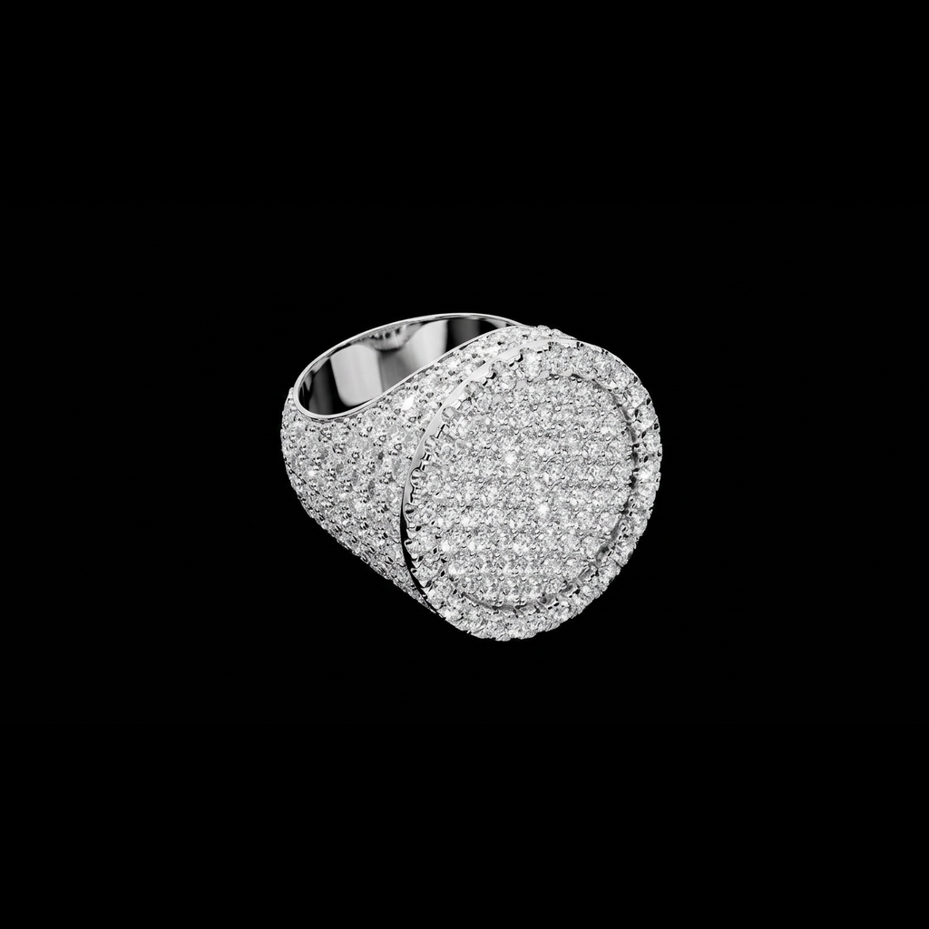 Iced Round Signet Ring