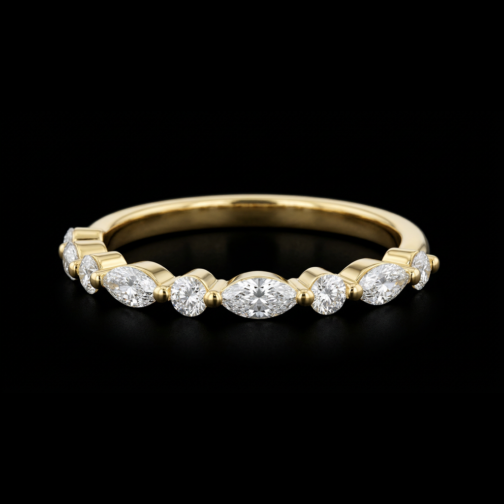 Marquise Station Half Eternity Band