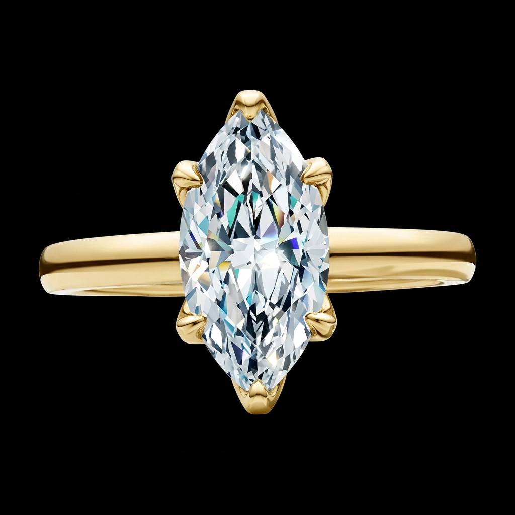 Marquise Tulip Solitaire Ring