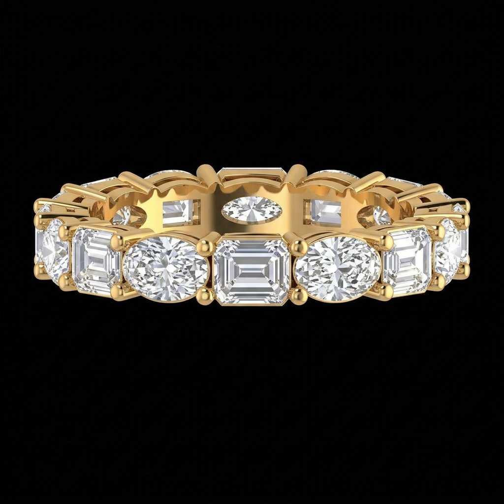 Mixed Cut East-West Eternity Band