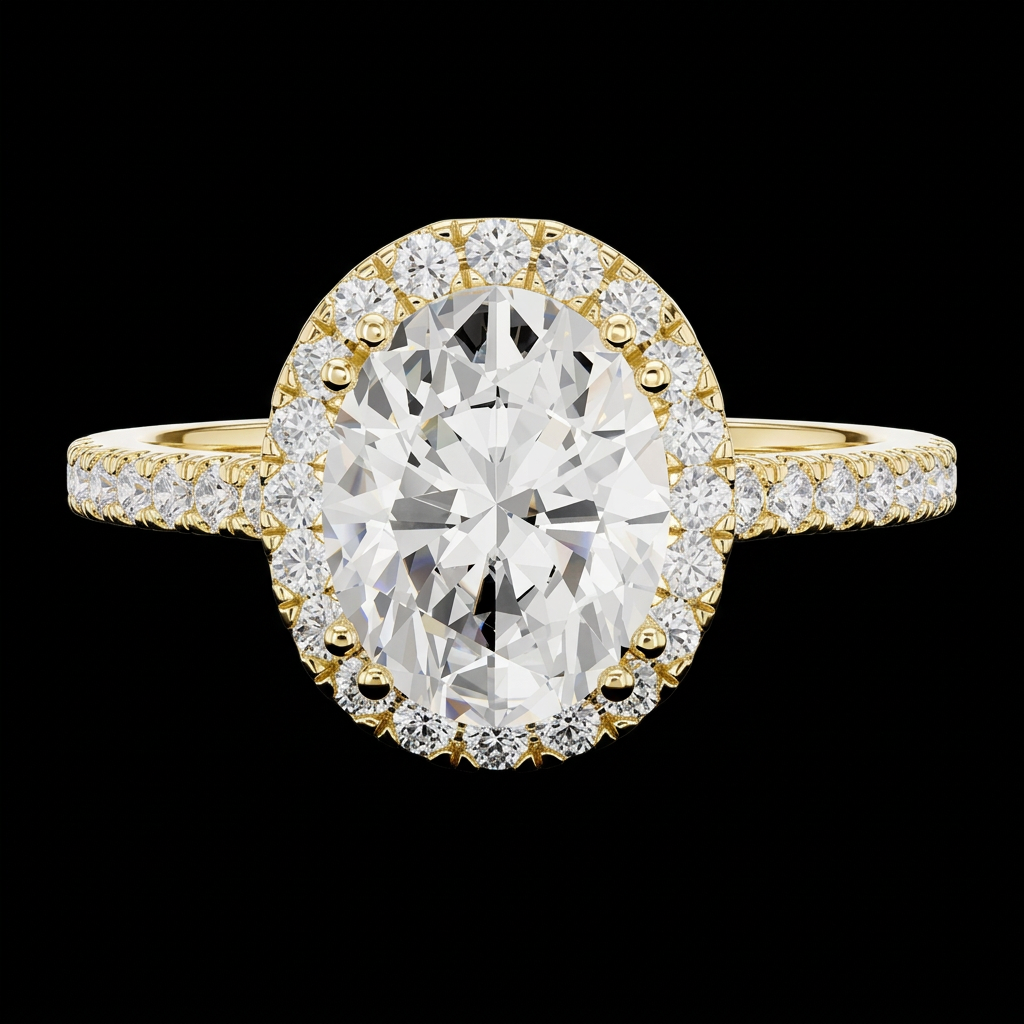 Oval Halo Pavé Engagement Ring