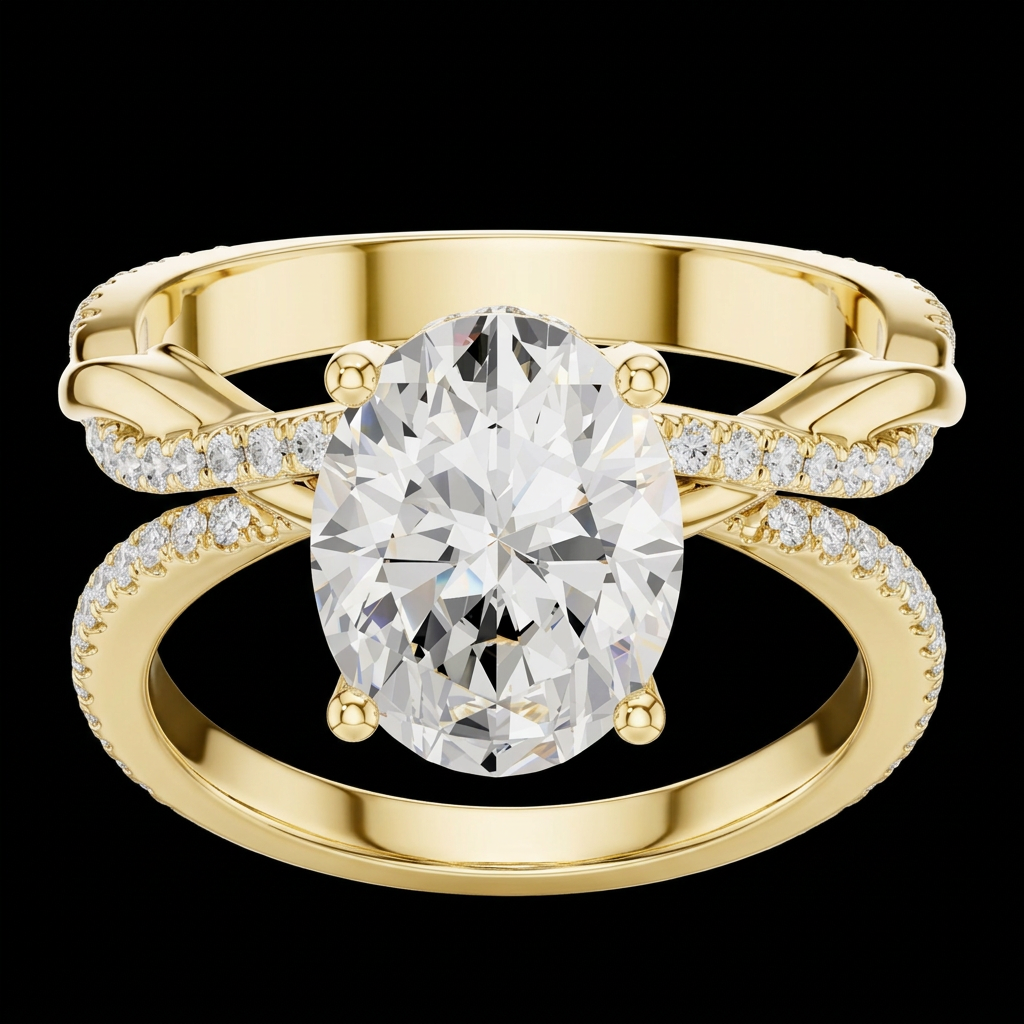 Oval Split Band Engagement Ring