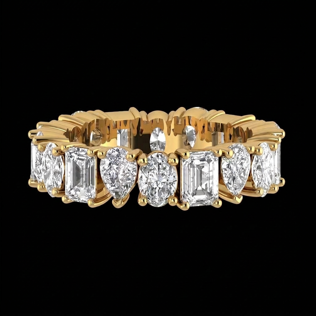 Pear & Emerald Mixed Eternity Band