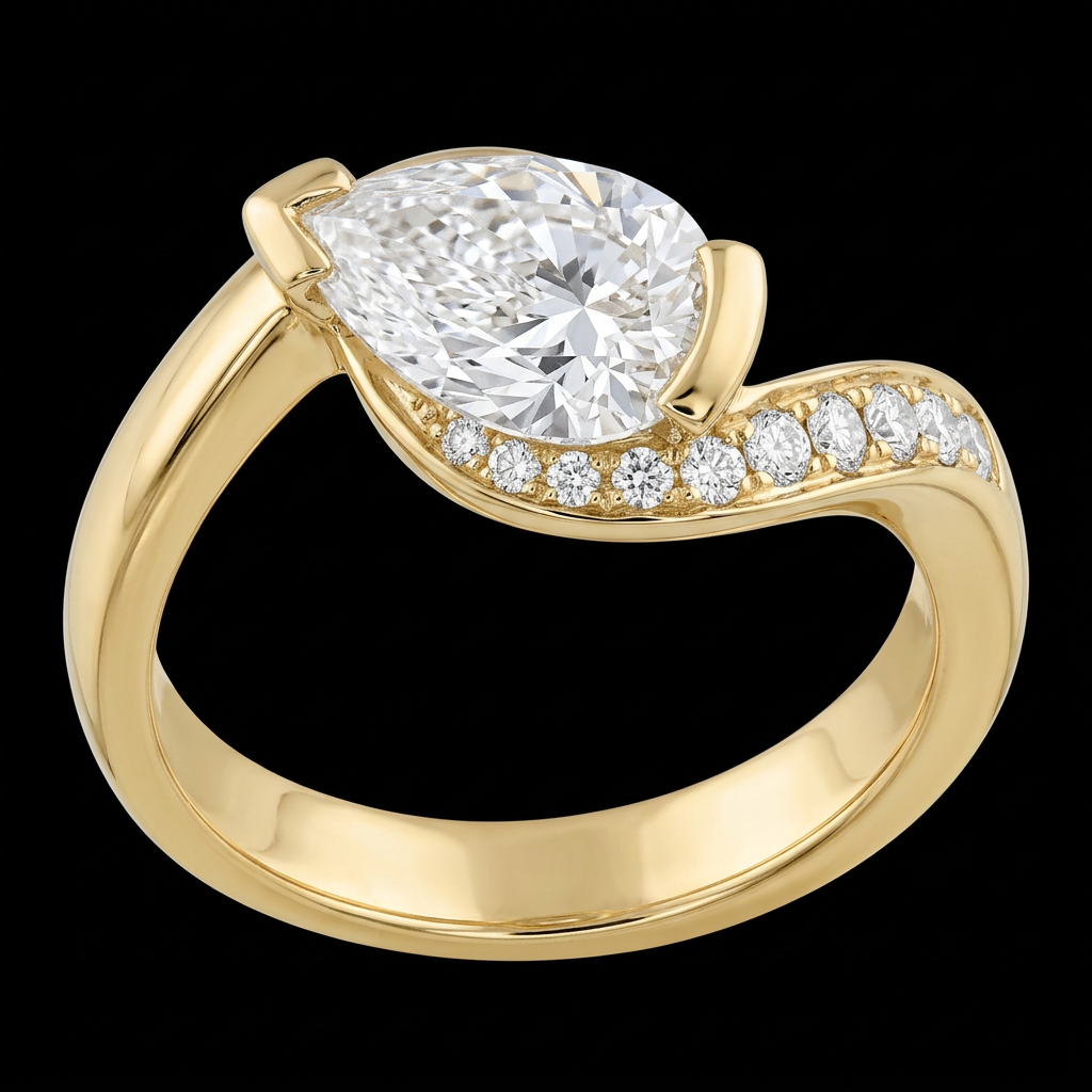 Pear Bypass Engagement Ring
