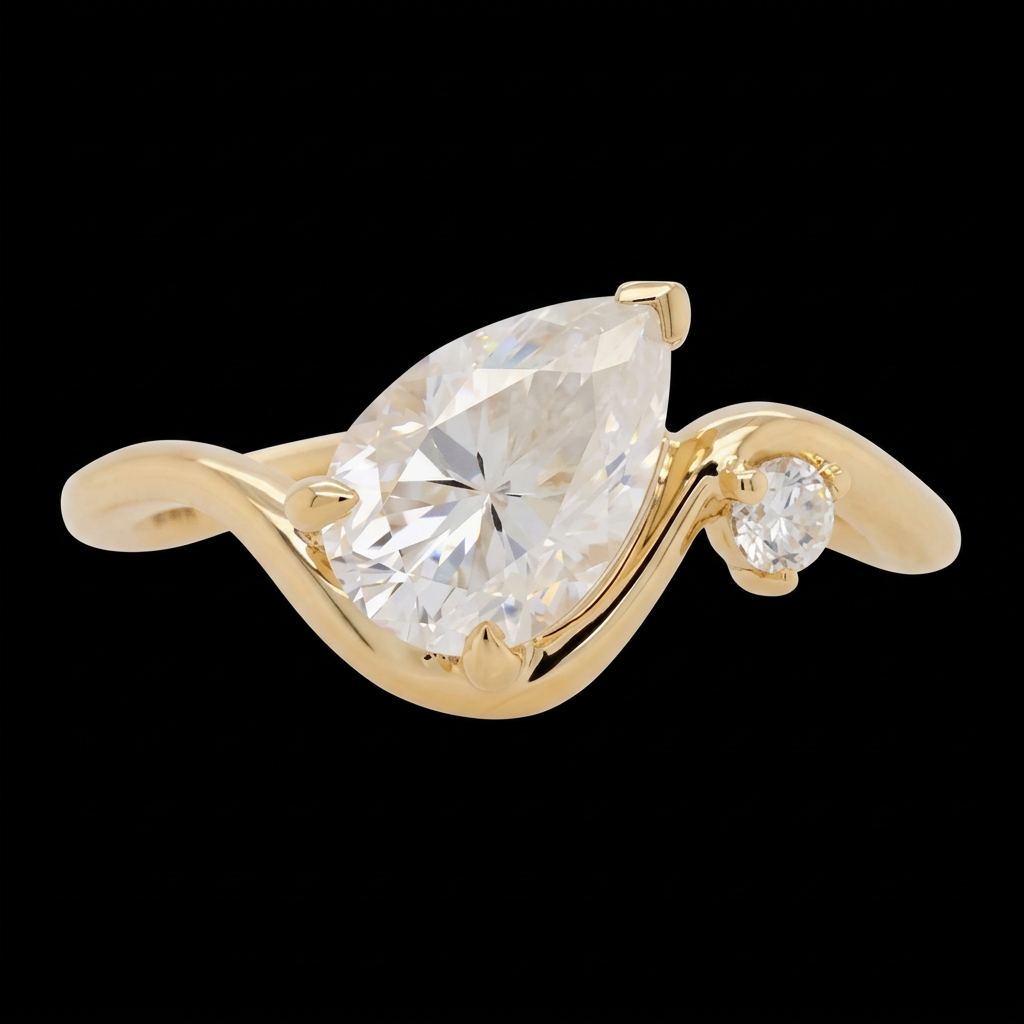 Pear Swirl Engagement Ring