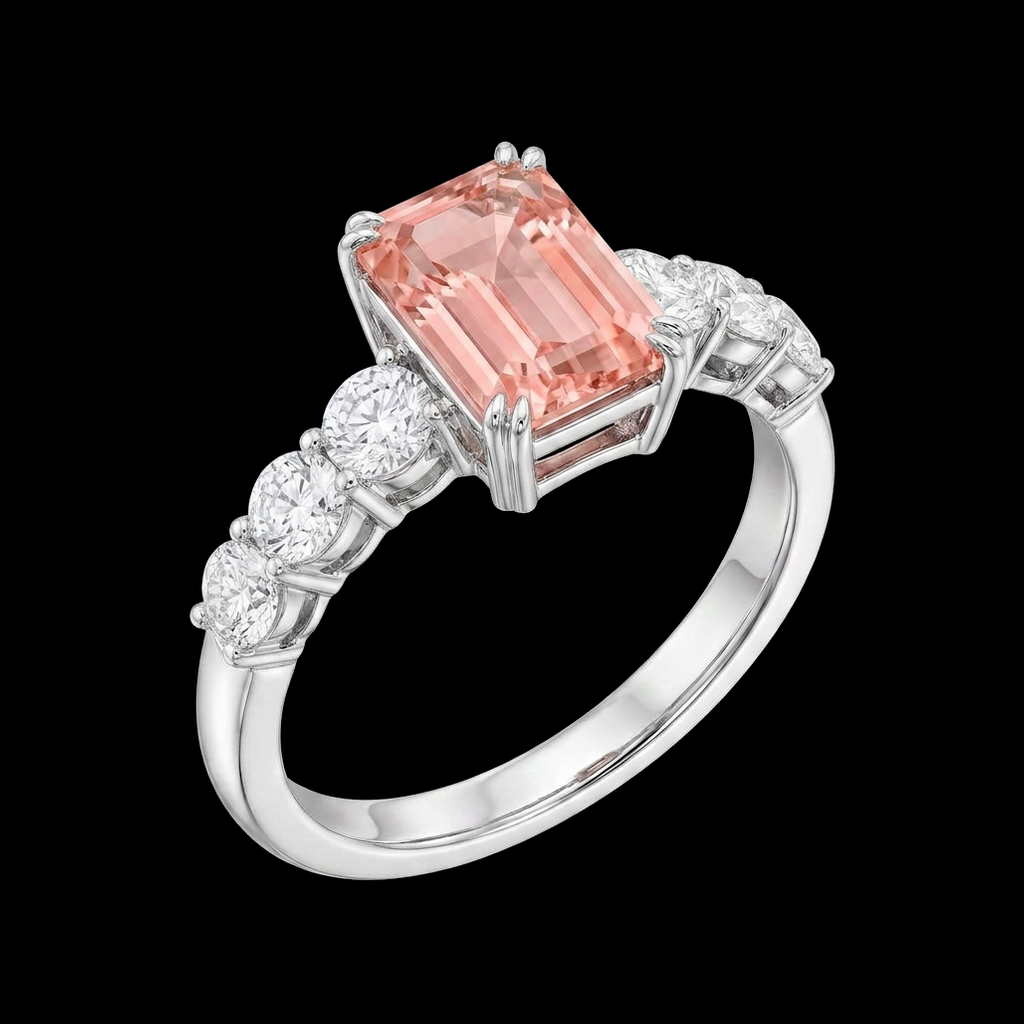 Pink Emerald-Cut Ring