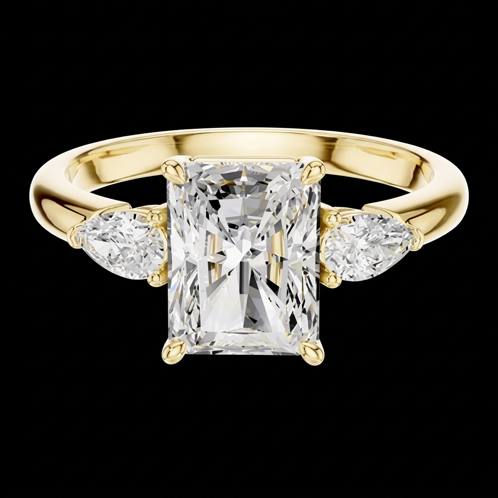 Radiant & Pear Three Stone Ring