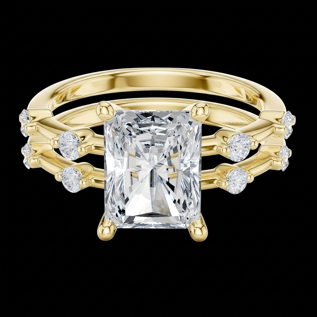 Radiant Cut Vine Engagement Ring