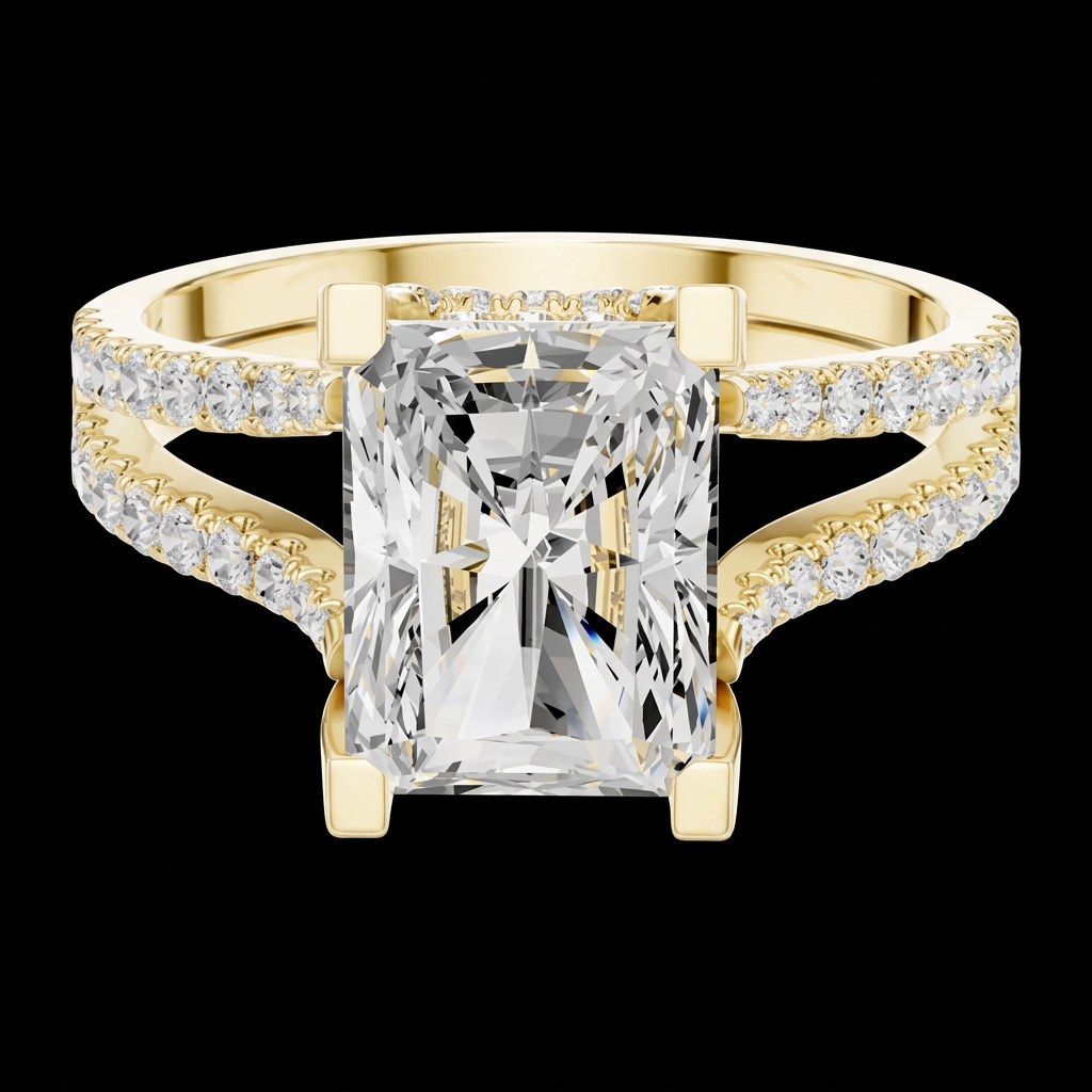 Radiant Split Shank Hidden Halo Ring