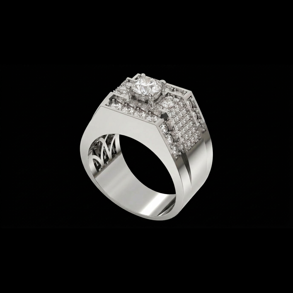 Raised Solitaire Pavé Ring