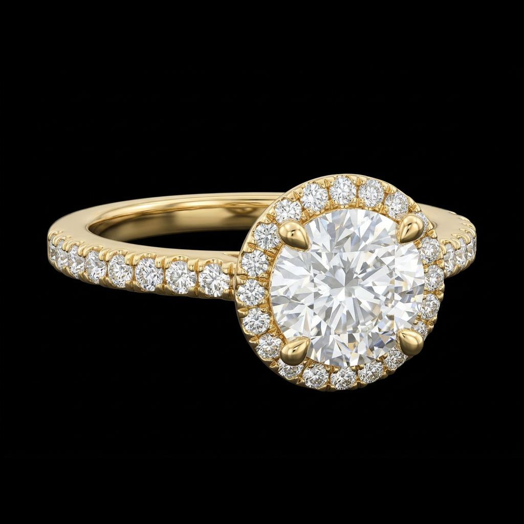 Round Halo Engagement Ring