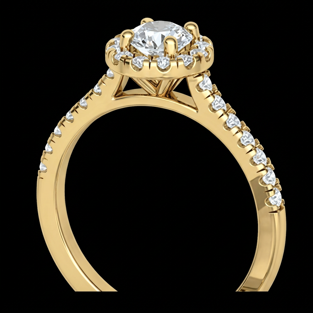 Round Halo Pavé Engagement Ring