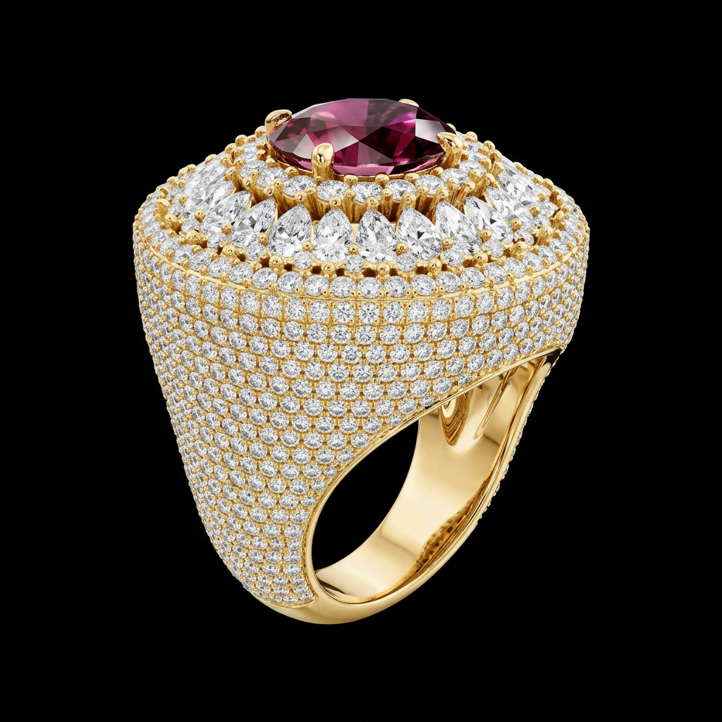 Ruby Halo Pinky Ring