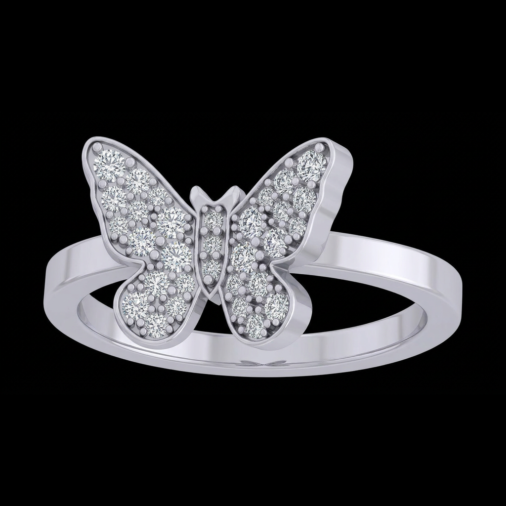 Silver Pavé Butterfly Ring