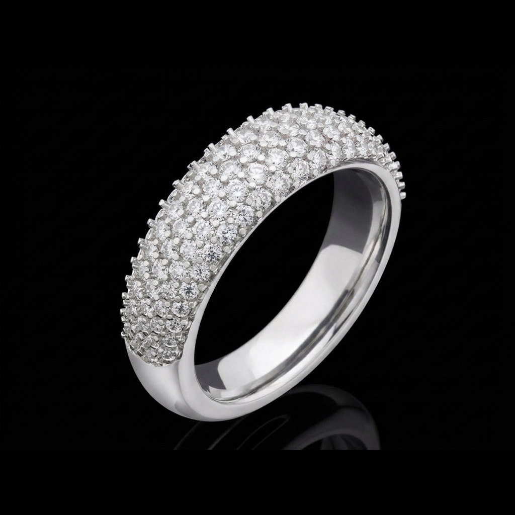 Silver Pavé Dome Band