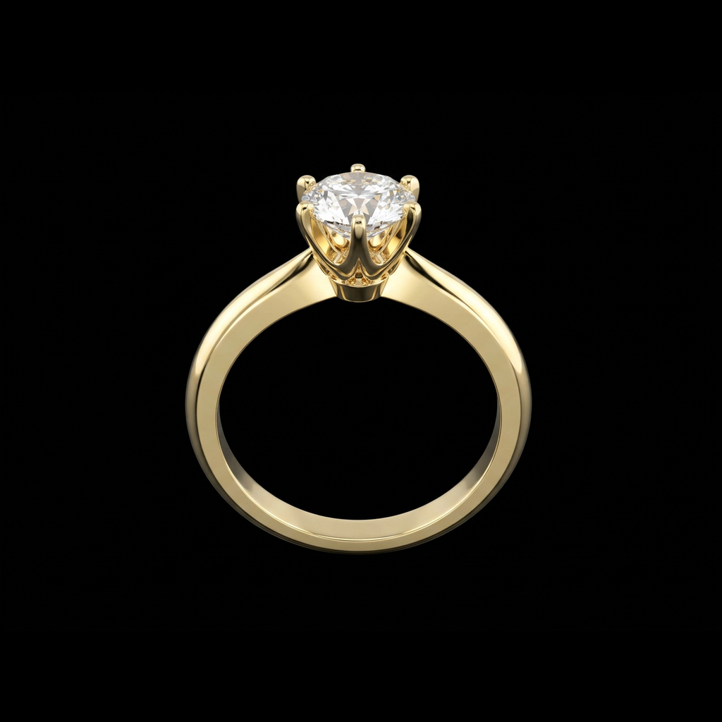Six Prong Round Solitaire Ring