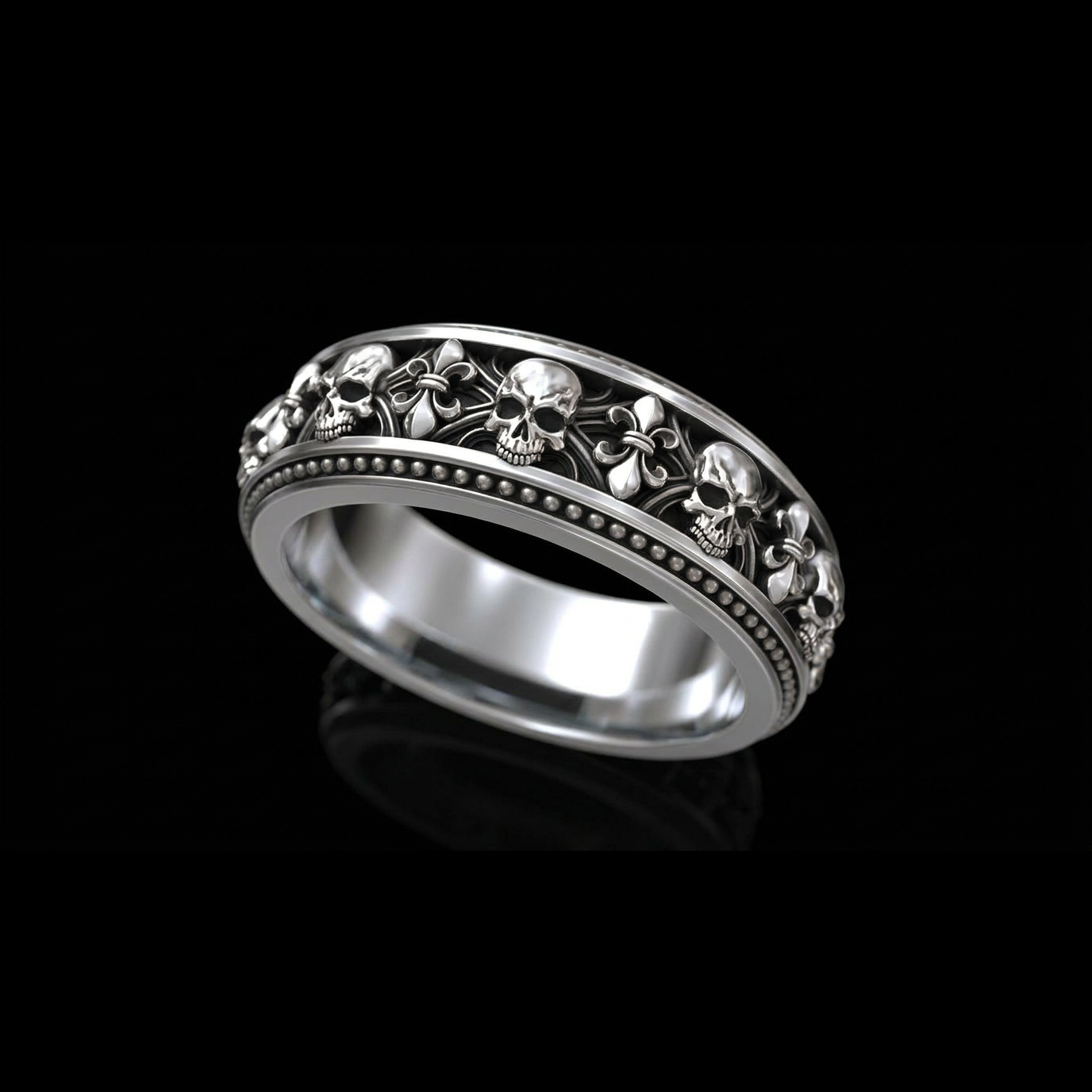 Skull & Fleur-de-Lis Gothic Band