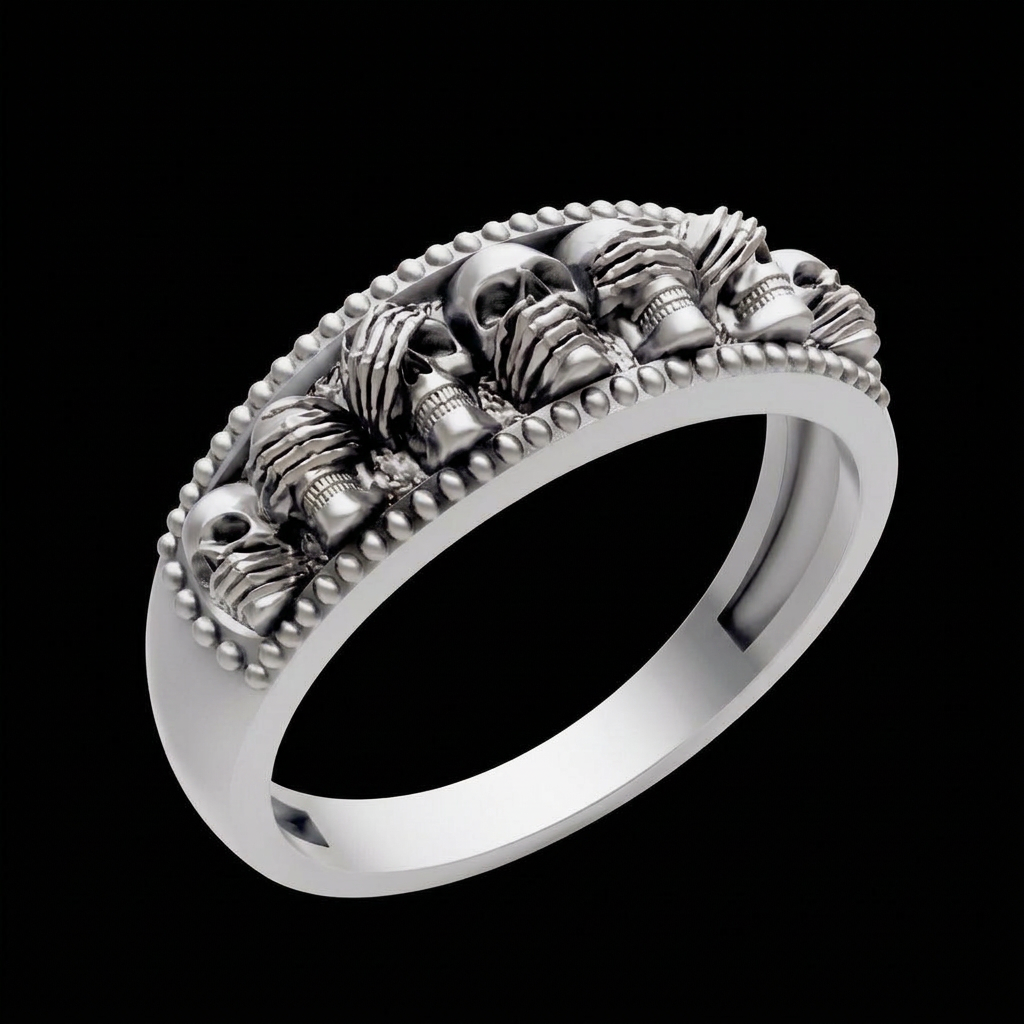 Skull Row Ring