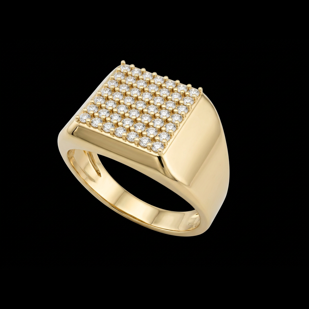 Square Cluster Signet Ring