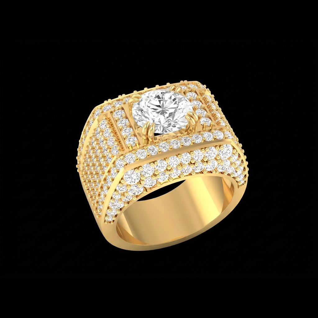 Square Head Pavé Ring