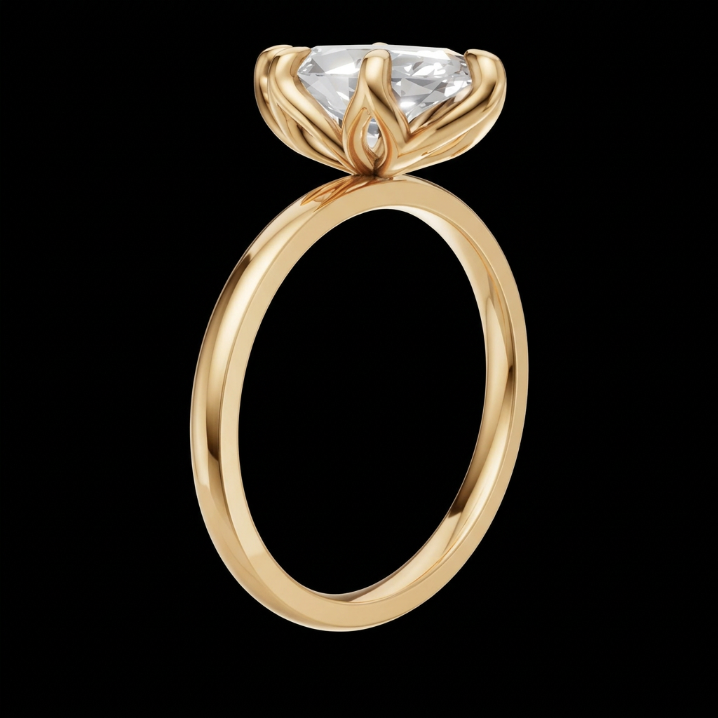 Tulip Head Solitaire Ring