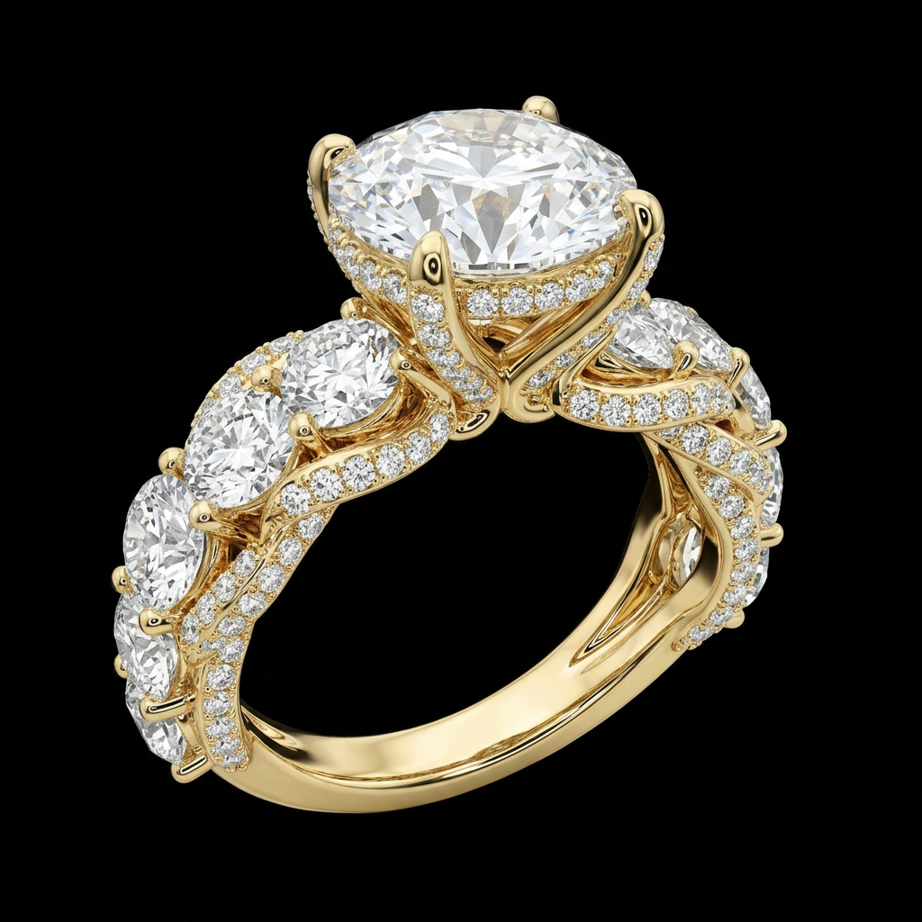 Twisted Pavé Round Engagement Ring
