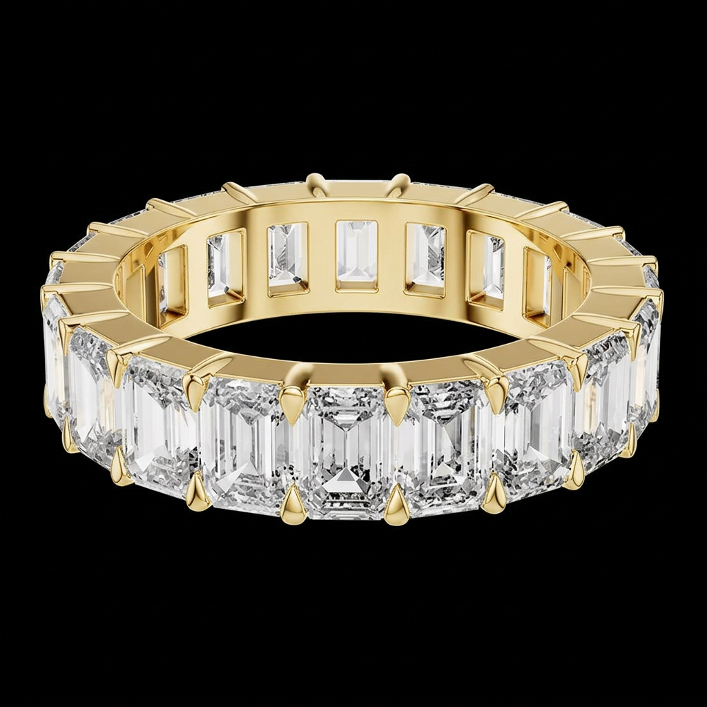 Wide Emerald Cut Eternity Band