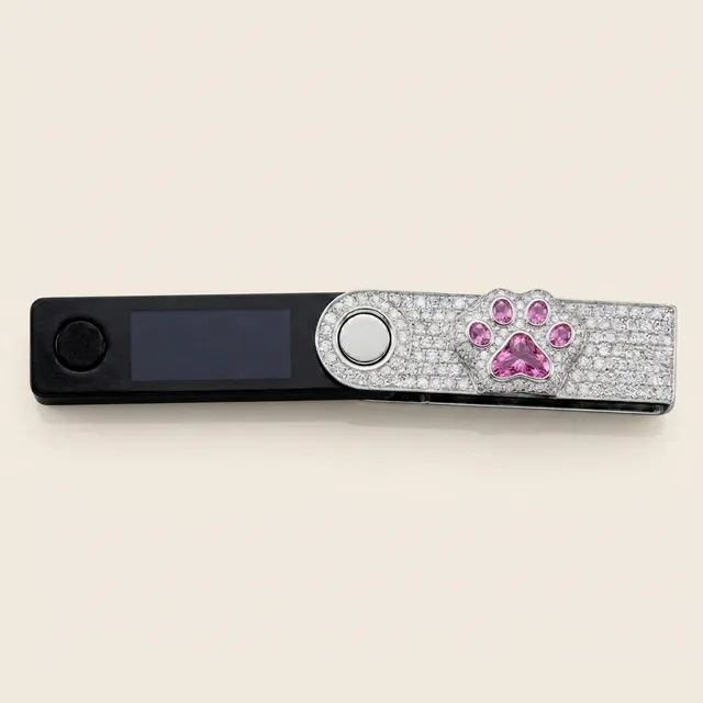 Paw Case, iced Ledger cover with a pink sapphire paw print